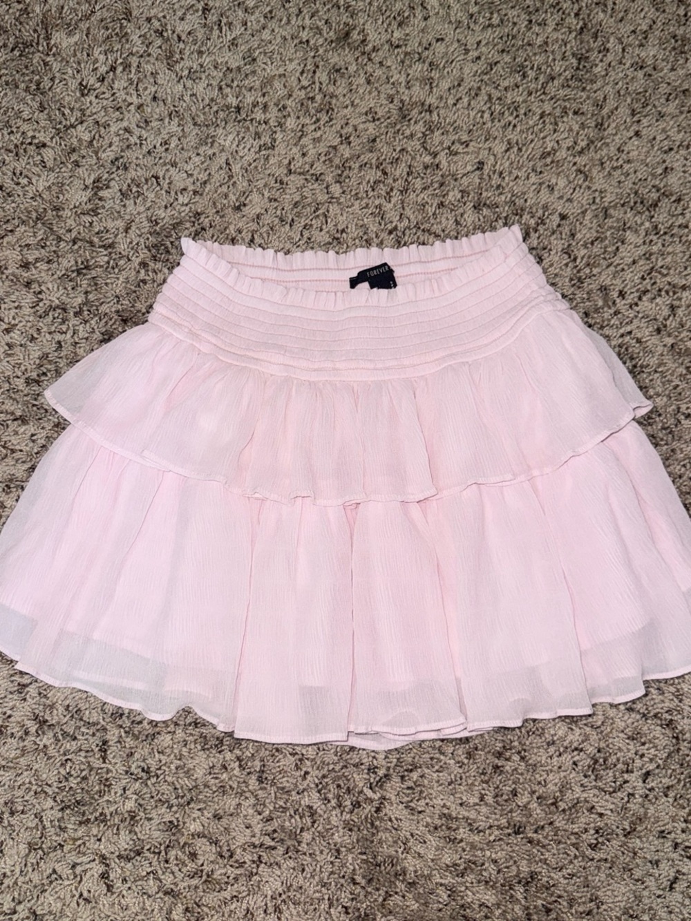 Forever 21 Pale Pink Tiered Chiffon Skater Skirt